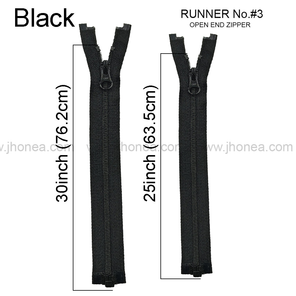 YKK #3 Fancy Black Open End Coil Zippers for Stylish Garments