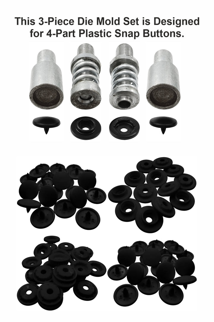 4-Part Snap Button Die Mold Set Easy Tool for Plastic Snap Button
