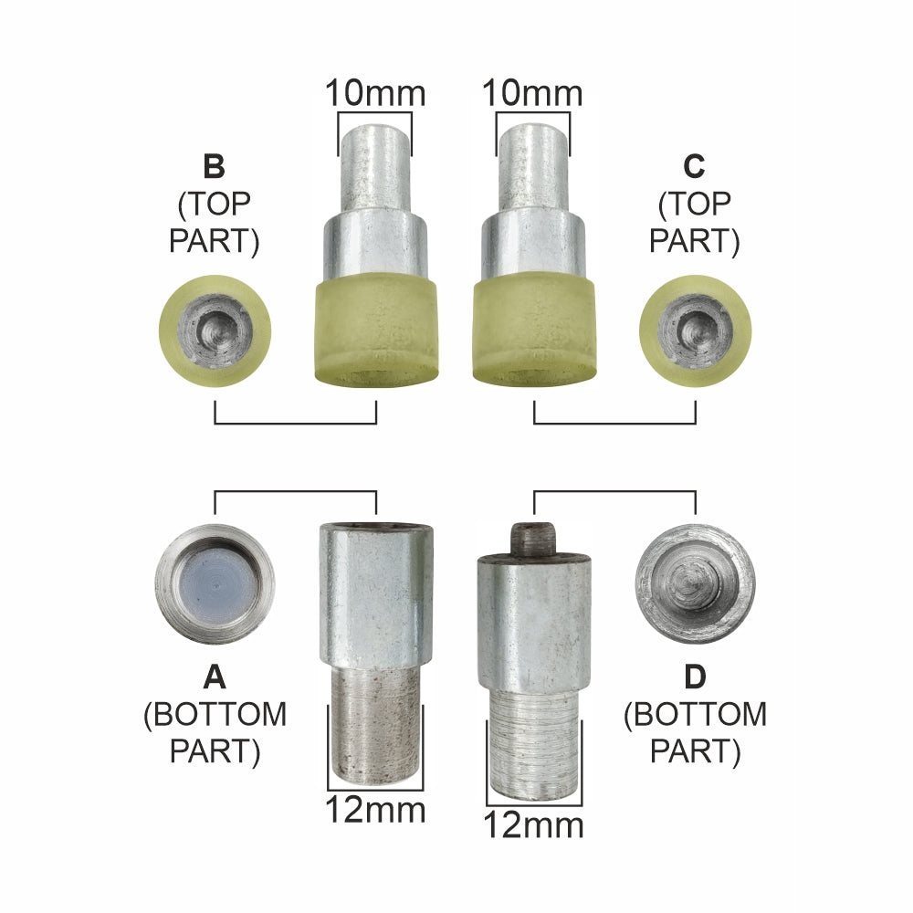 4-Part Prong Die Mold Set for Snap Buttons Perfect Shirts/Denim Clothing