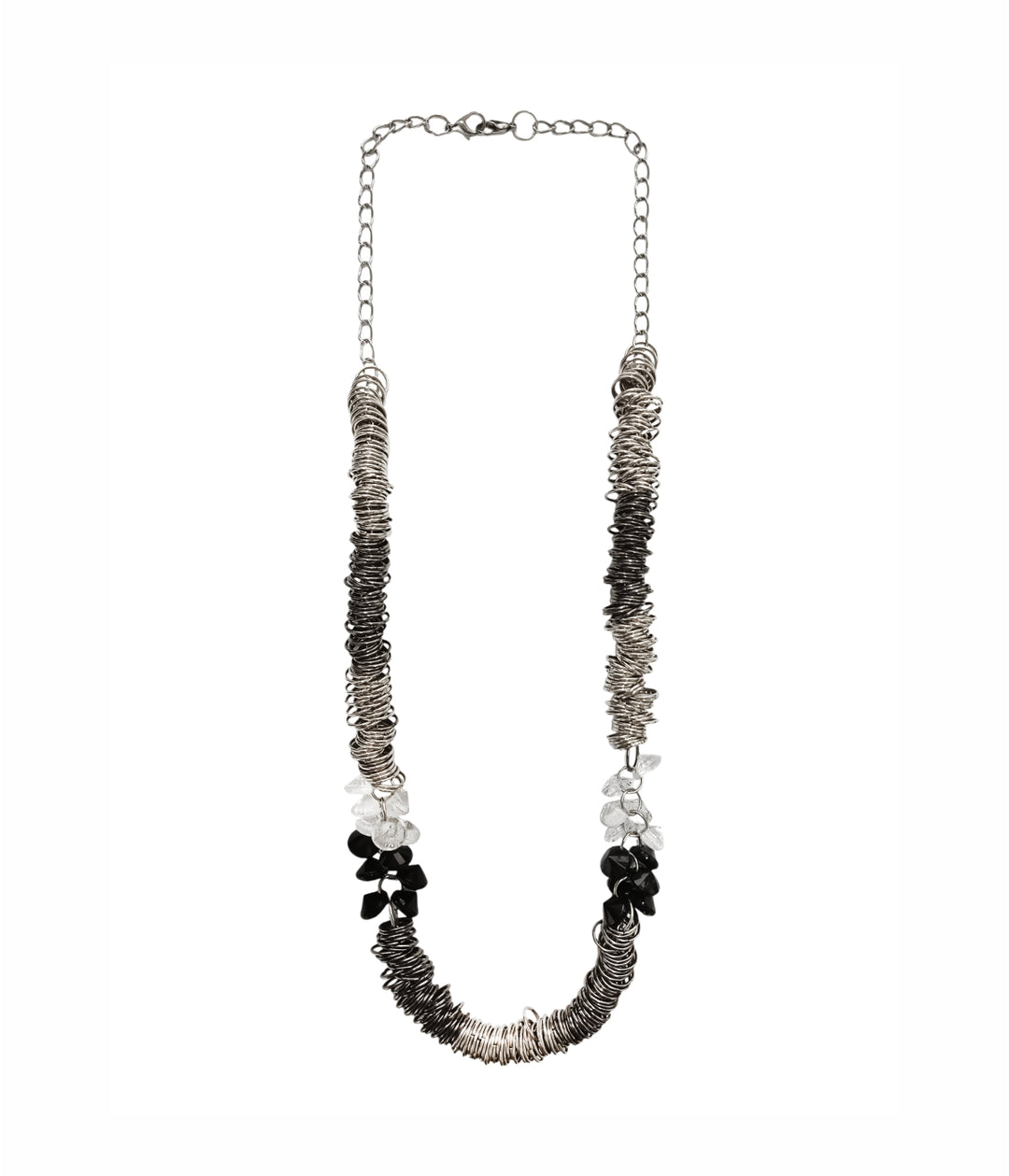 Stylish Layered Metal Ring Necklace with Beaded Accents for Women