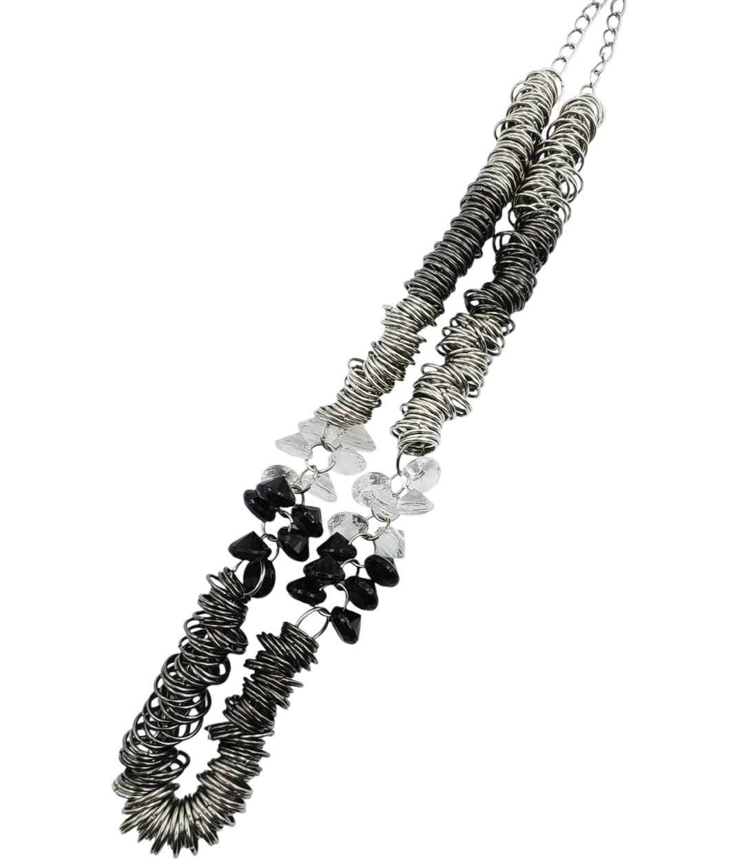 Stylish Layered Metal Ring Necklace with Beaded Accents for Women