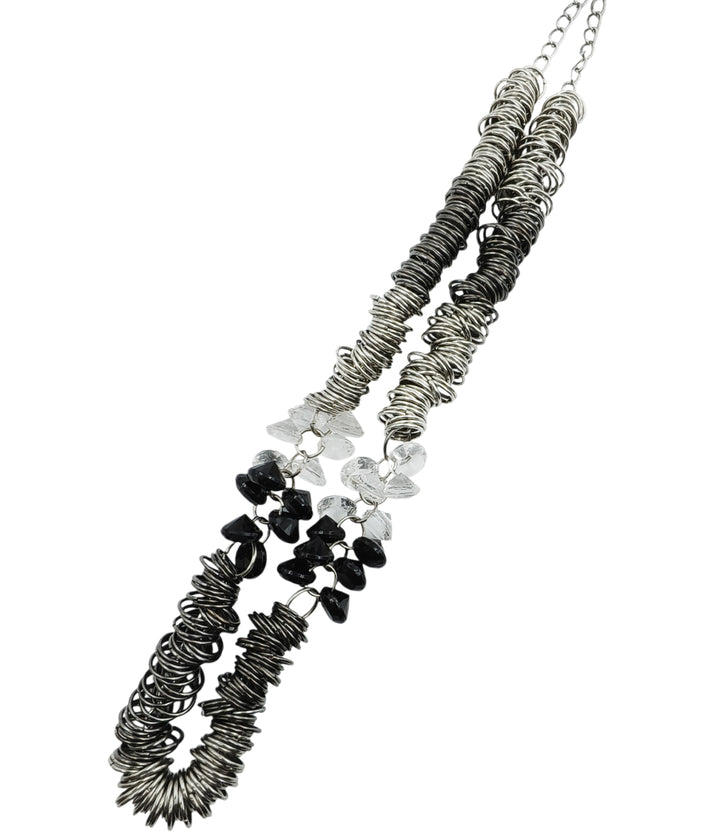 Stylish Layered Metal Ring Necklace with Beaded Accents for Women