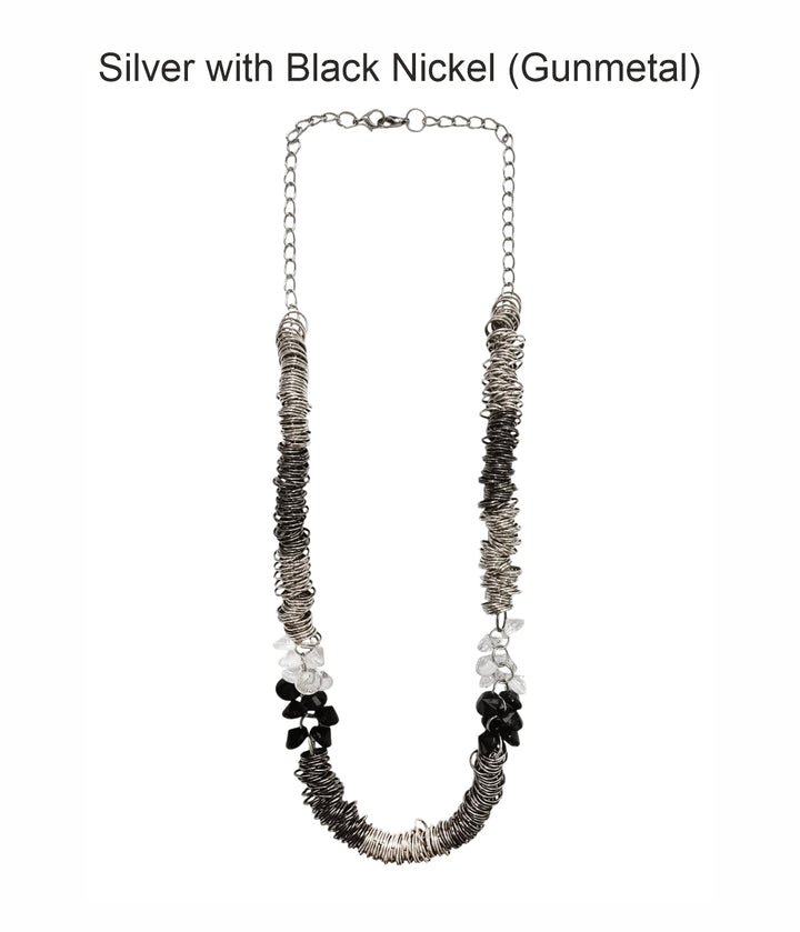 Stylish Layered Metal Ring Necklace with Beaded Accents for Women