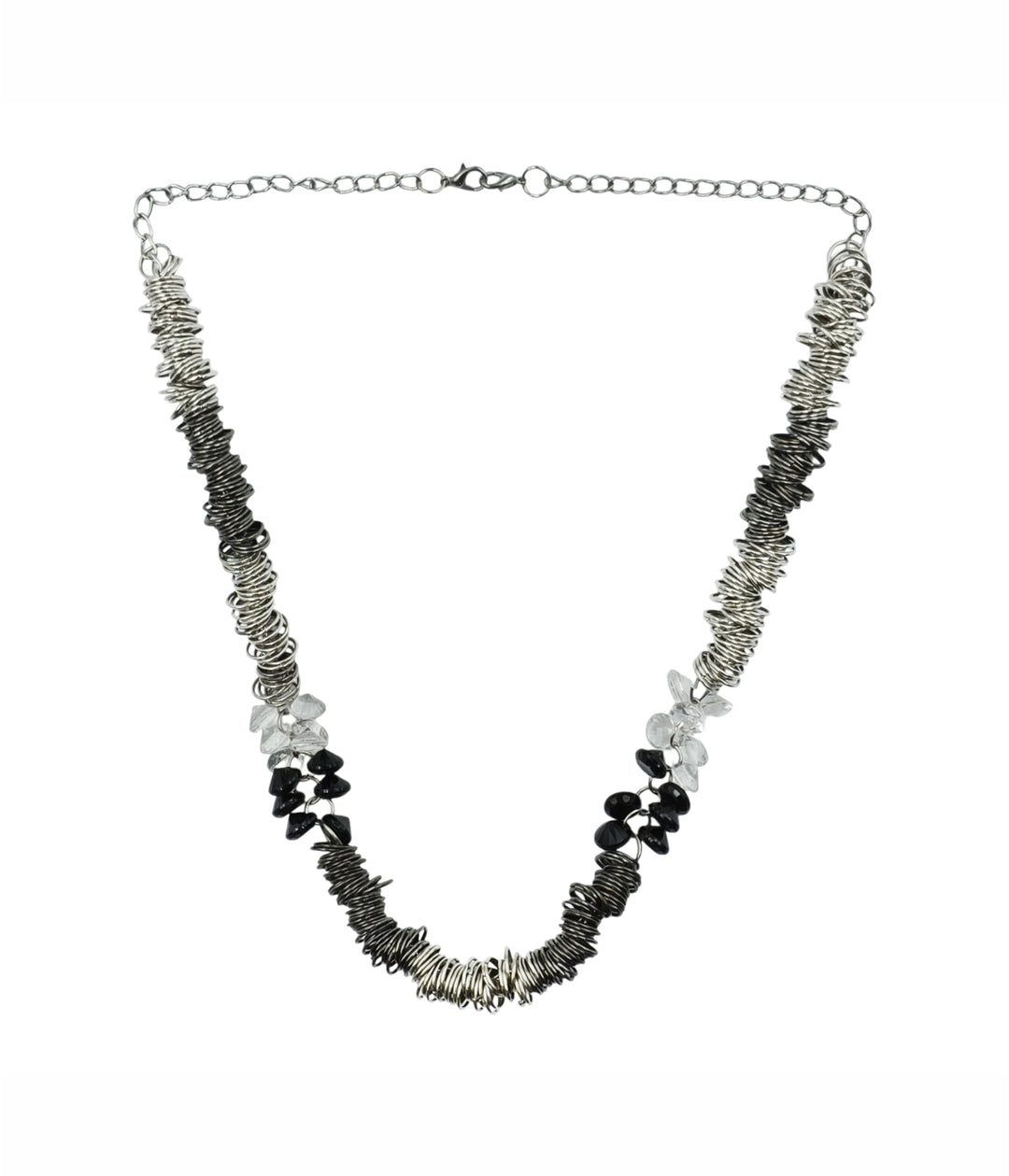 Stylish Layered Metal Ring Necklace with Beaded Accents for Women