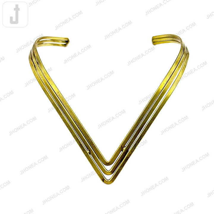 Elegant Geometric V-Shaped Brass Necklace Open Collar Choker for Women