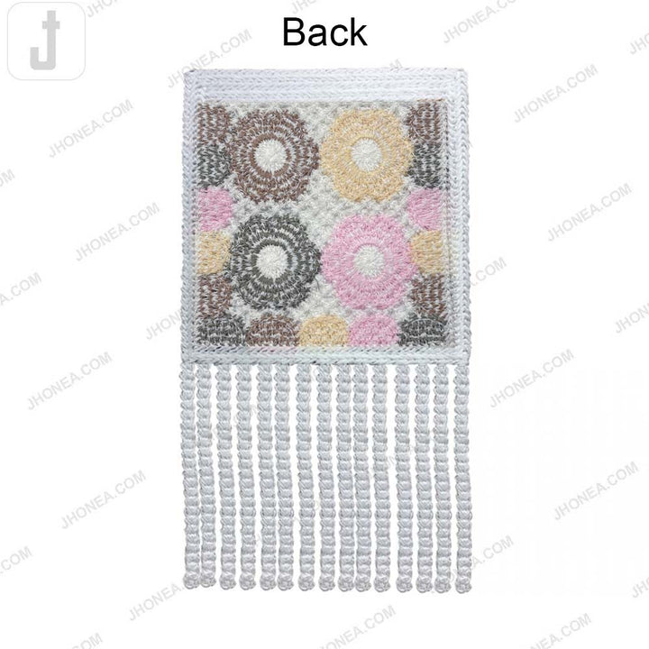 Floral Crochet Polyester Patch with Tassel Fringe for Garments & Fashion Accessories