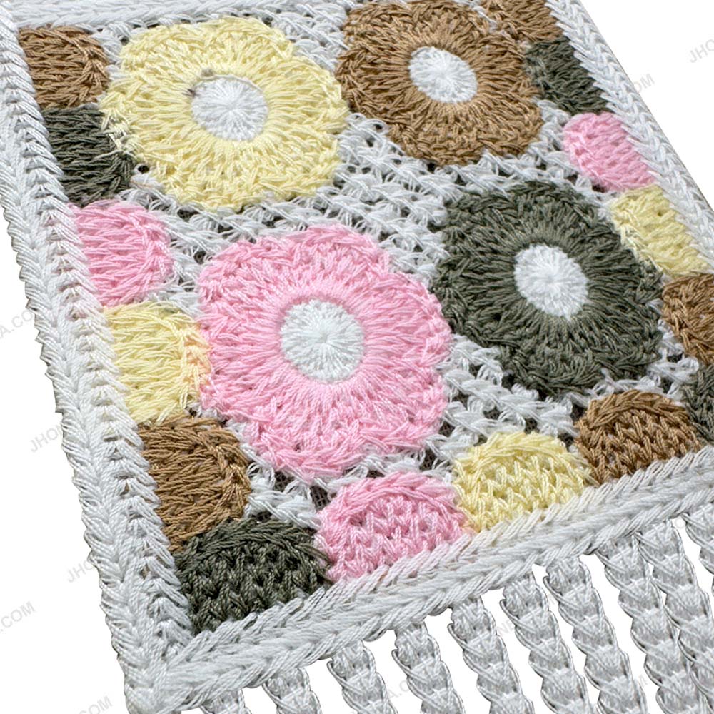 Floral Crochet Polyester Patch with Tassel Fringe for Garments & Fashion Accessories