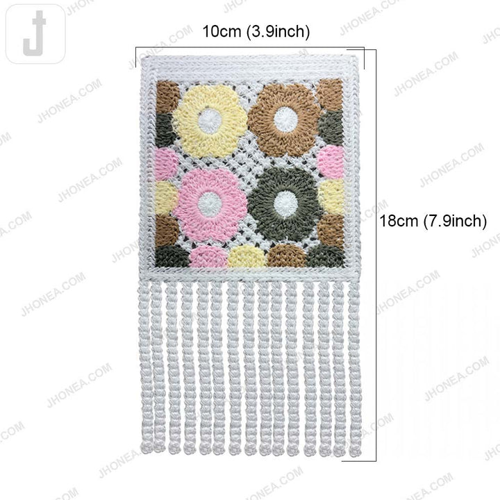 Floral Crochet Polyester Patch with Tassel Fringe for Garments & Fashion Accessories