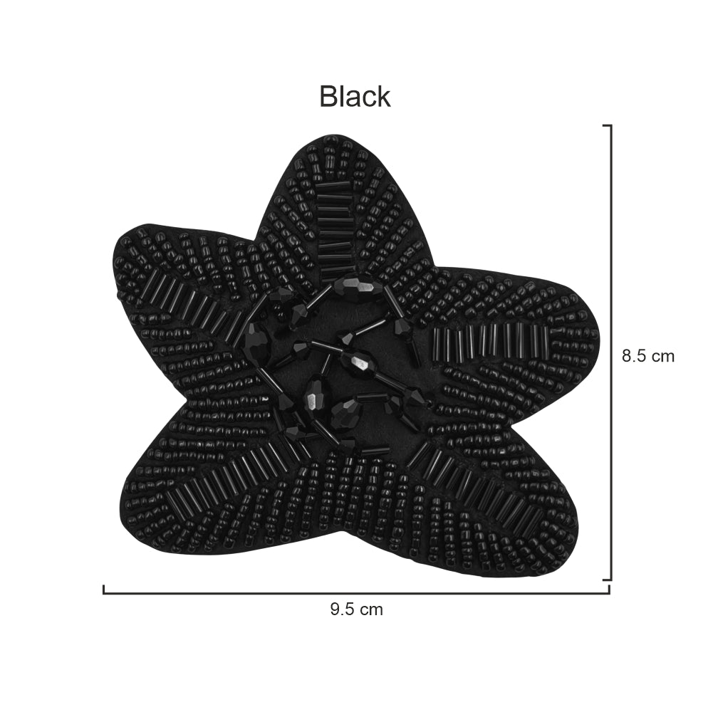 Classic Black Star Shape Beaded Decorative Patch