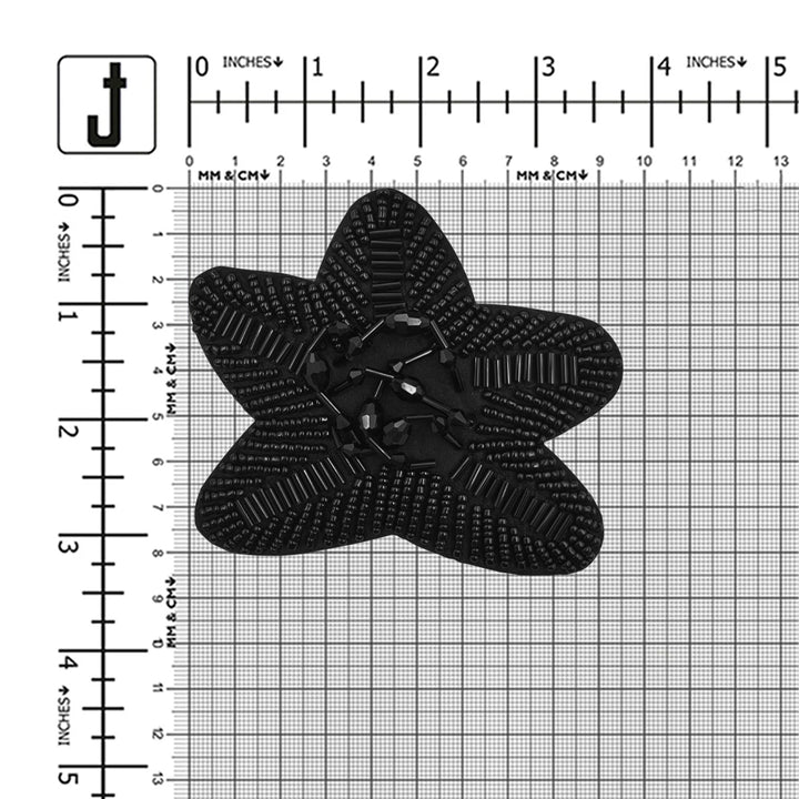 Classic Black Star Shape Beaded Decorative Patch