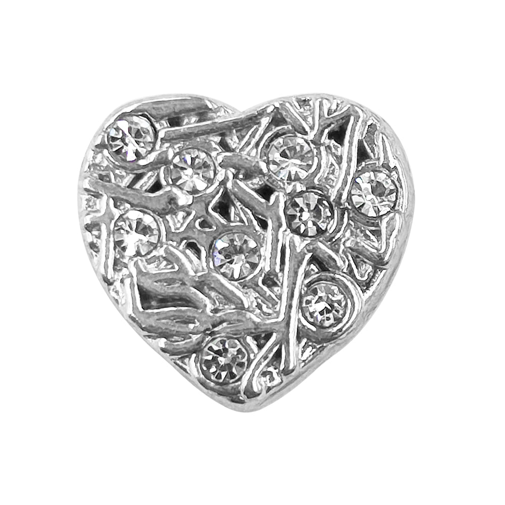 Shiny Glittery Heart Shape Diamond Fancy Party Wear Metal Buttons