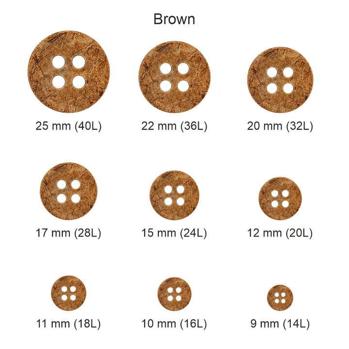 Rough Finish Natural Coco Shell 4 Hole Buttons