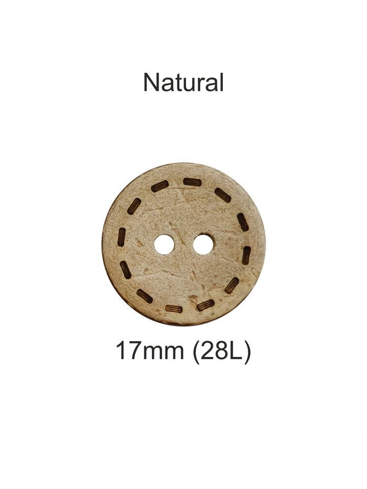 Round Shaped Cutting Lines Edge Design 2-Hole Coco Shell Buttons