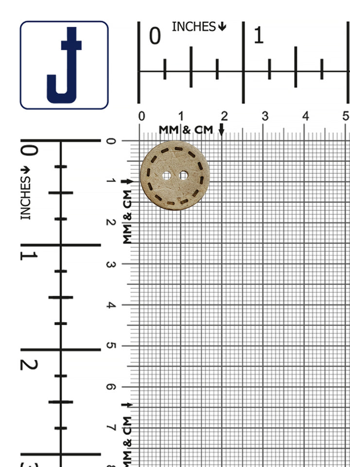Round Shaped Cutting Lines Edge Design 2-Hole Coco Shell Buttons