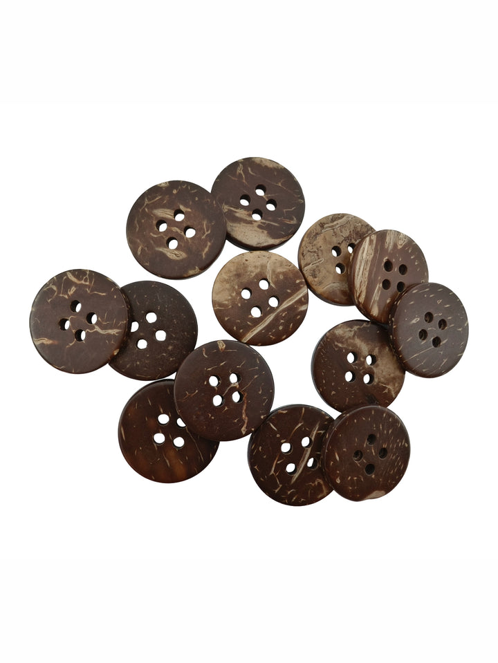 17mm Smooth Finish Coconut Shell Wooden Buttons. ideal for jackets, coats, blazers, shirts, jeans, pants, skirts, baby clothes.