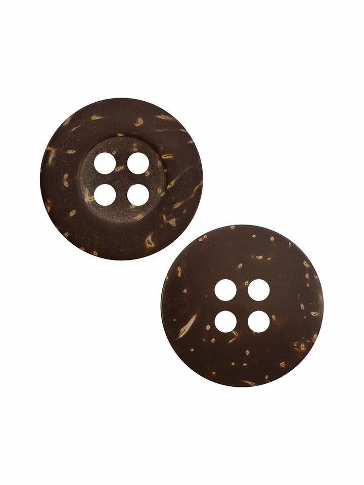 Smooth Coco 4-Hole Round Rim Wooden Buttons. Available in two size- 17mm and 20mm.