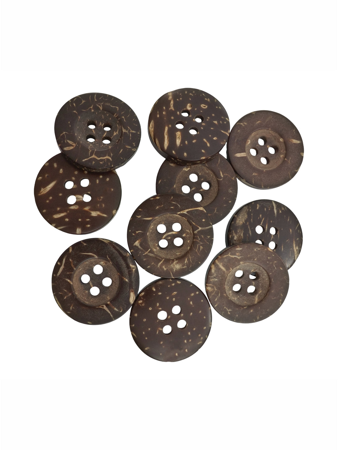 Smooth Coco 4-Hole Round Rim Wooden Buttons.  ideal for jackets, coats, blazers, shirts, jeans, pants, skirts, baby clothes like frocks, tops/shirts, blouses