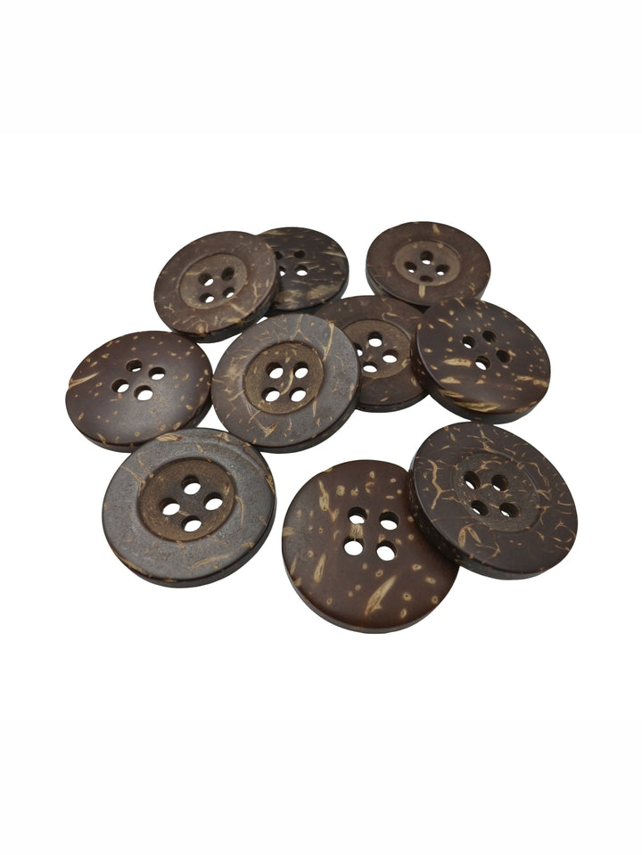 Natural Smooth Finish Coco 4-Hole Round Rim Wooden Buttons