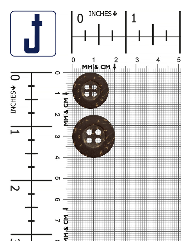 Natural Smooth Finish Coco 4-Hole Round Rim Wooden Buttons