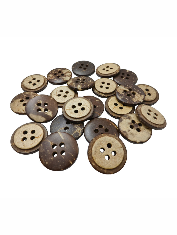 4-Hole Natural Smooth Finish Coco Shell Wooden Buttons