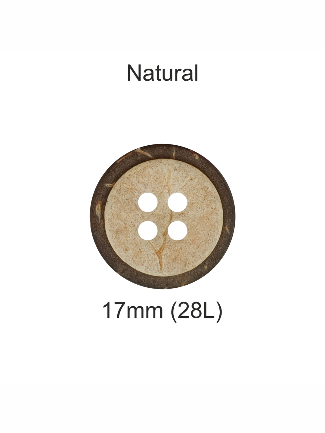 4-Hole Natural Smooth Finish Coco Shell Wooden Buttons