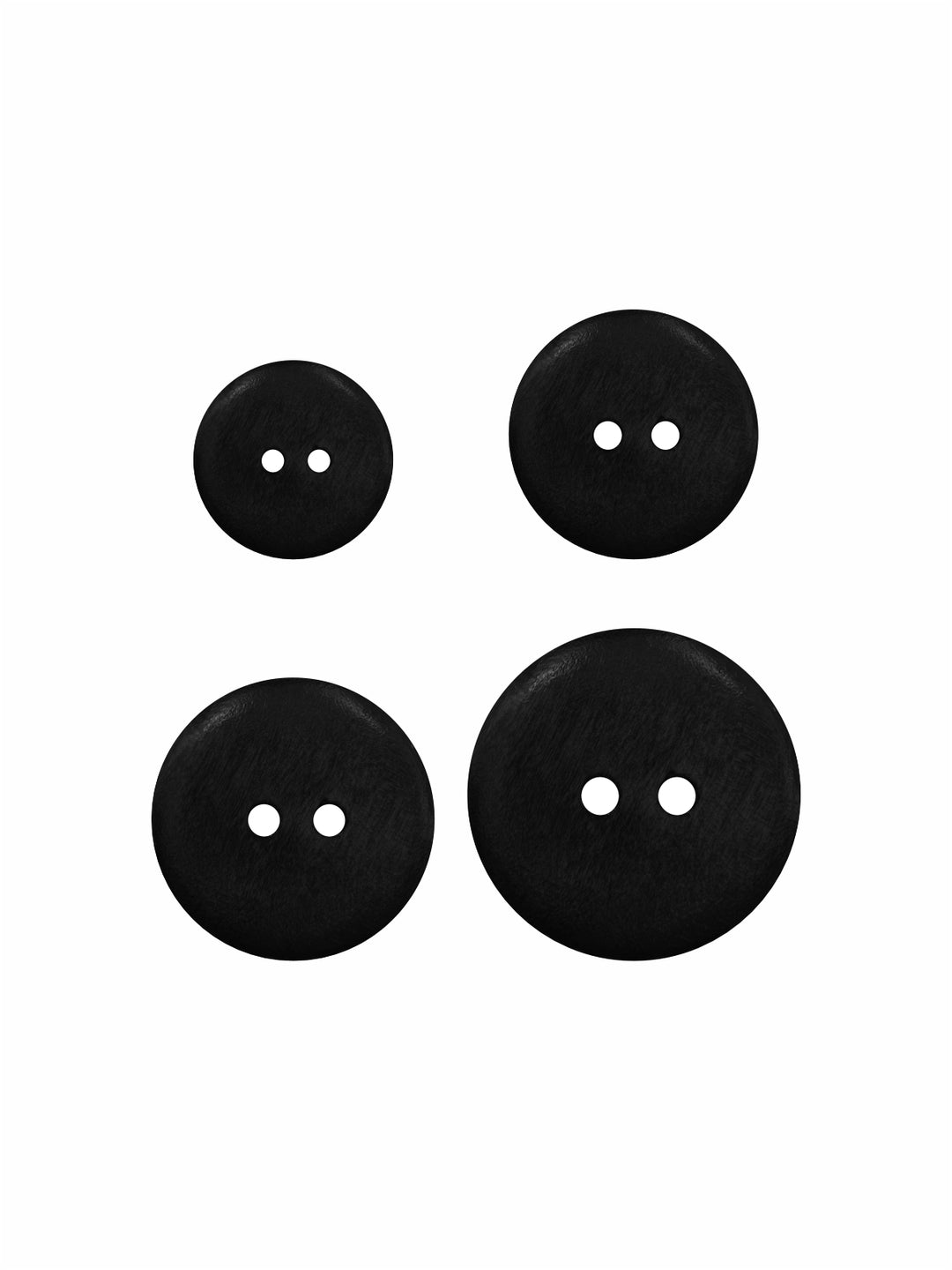 Black Classic Round Dome Shape 2-Hole Wooden Buttons