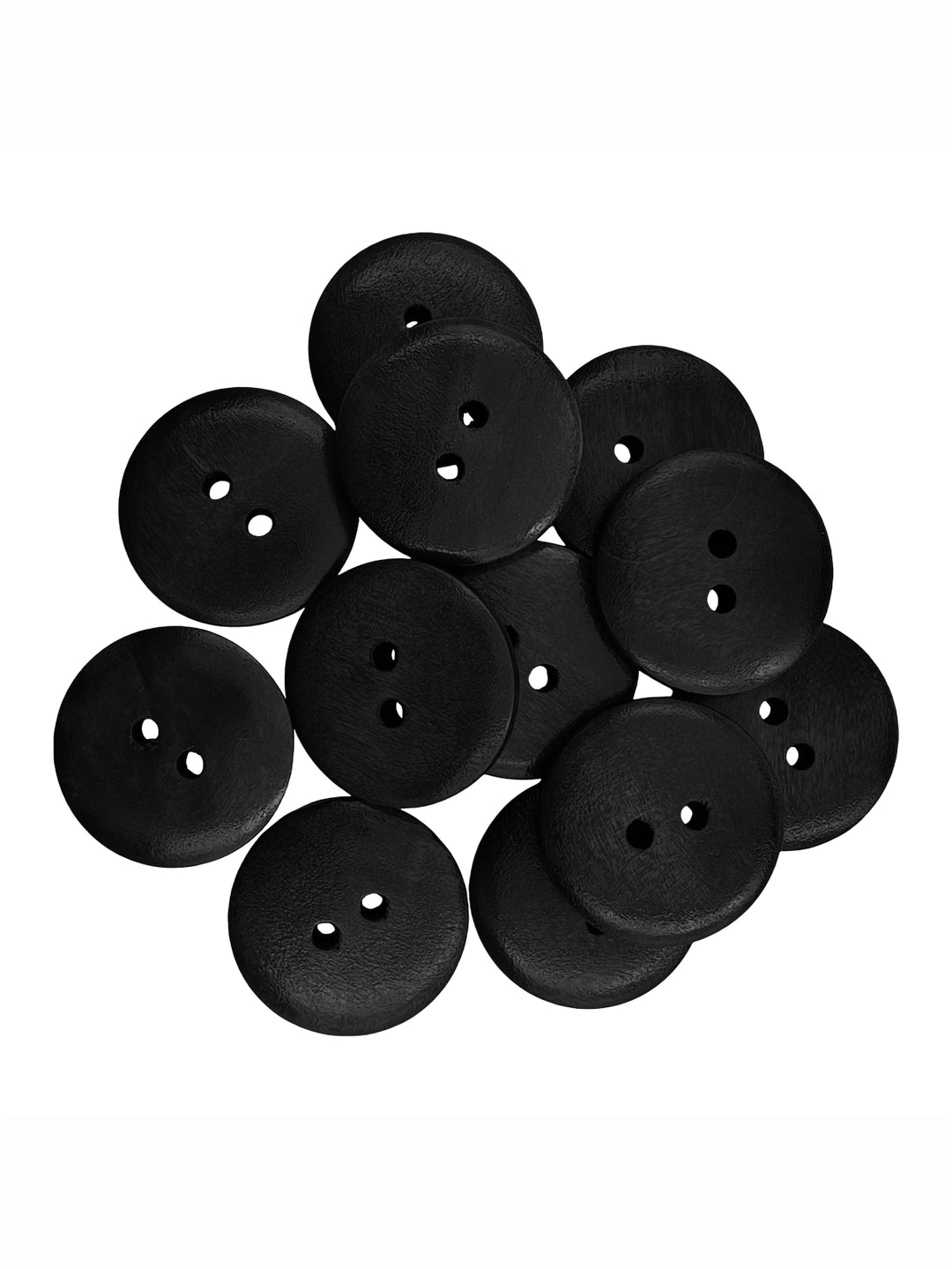 Fashionable Black Round Shape 2-Hole Wooden Dome Buttons