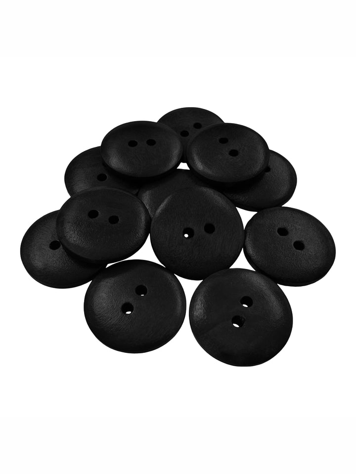Black Classic Round Dome Shape 2-Hole Wooden Buttons