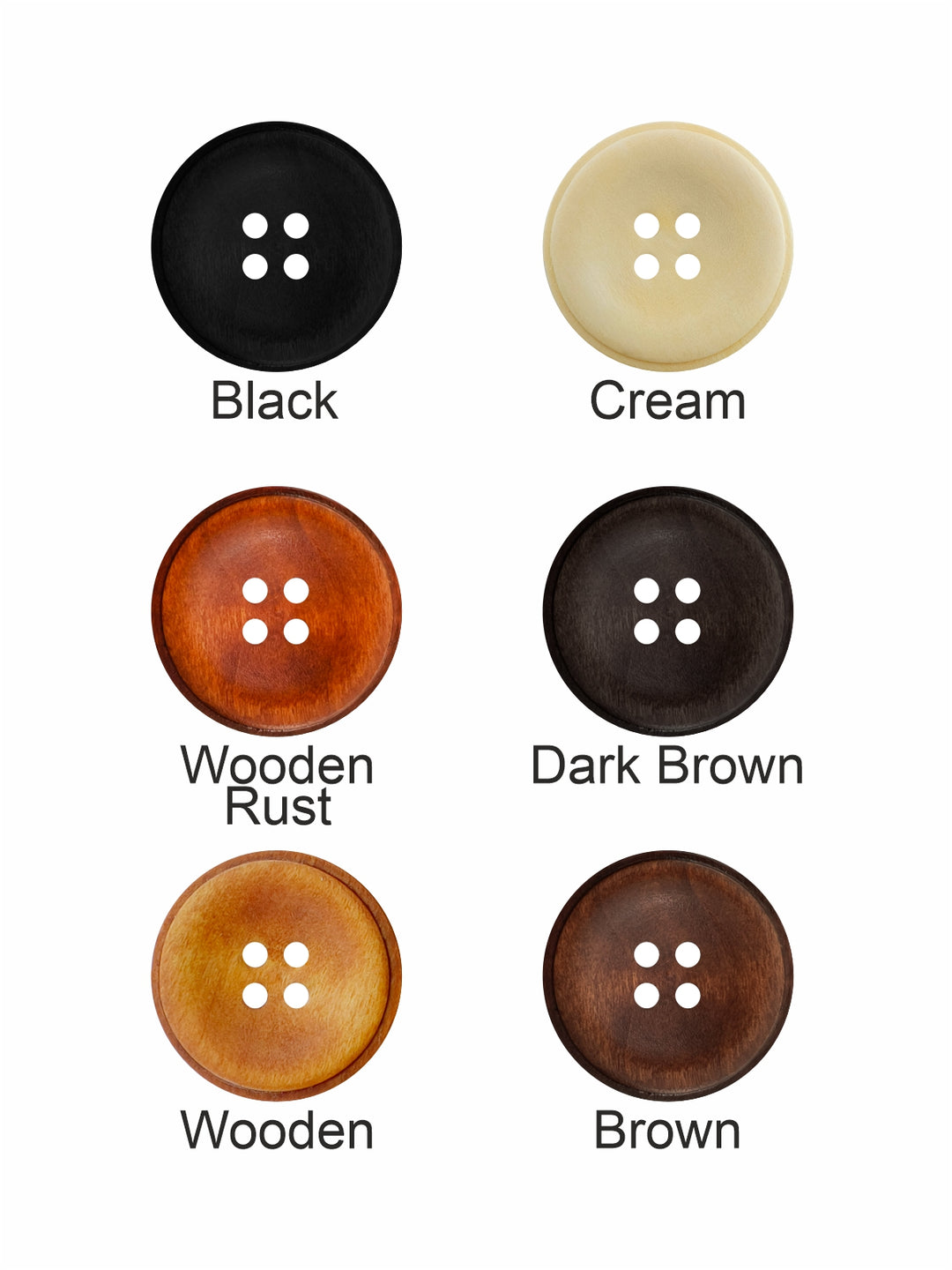 Black Round Shape 4-Hole Rim Design Wooden Buttons