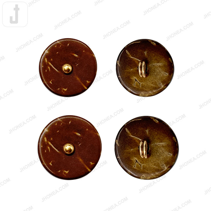 Classic Down Loop Coco Shell Button with Center Metal Dot Design