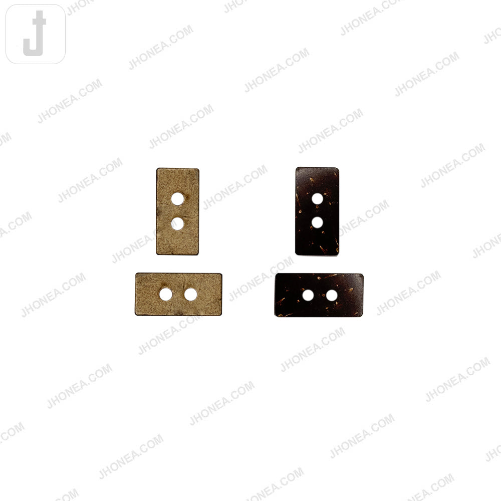 Rectangular Smooth Finish Natural Coco Shell 2-Hole Buttons