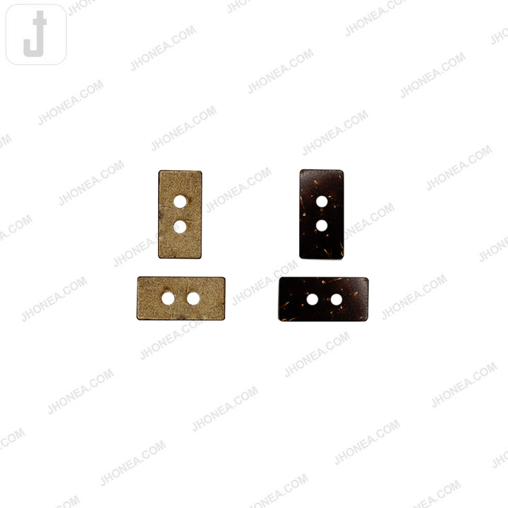 Rectangular Smooth Finish Natural Coco Shell 2-Hole Buttons