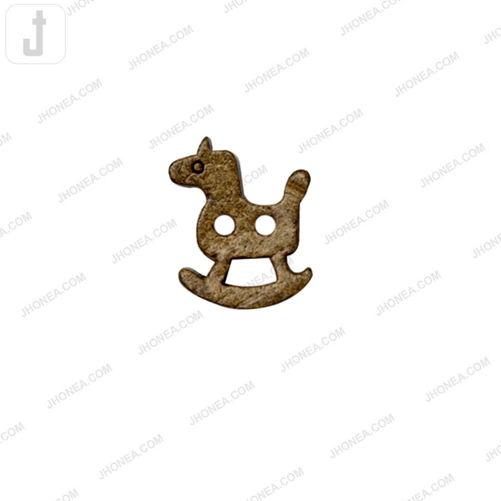 Cute Rocking Horse Shape 2 Hole Coco Button for Kidswear