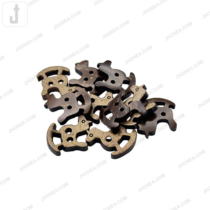 Cute Rocking Horse Shape 2 Hole Coco Button for Kidswear