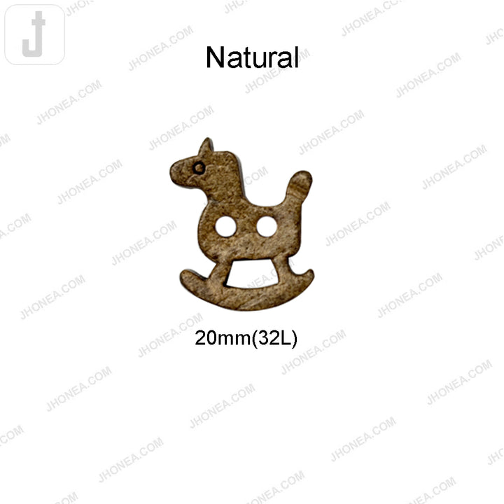 Cute Rocking Horse Shape 2 Hole Coco Button for Kidswear