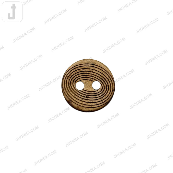 Natural Coco Buttons Round Shape 2 Hole Fingerprint Design 