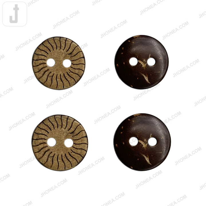 Unique Sunburst Design Round Shape 2 Hole Coco Buttons