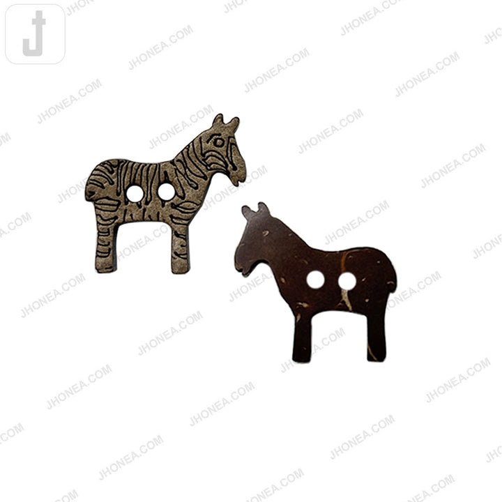 Zebra Shaped 2 Hole Coco Shell Eco Friendly Button