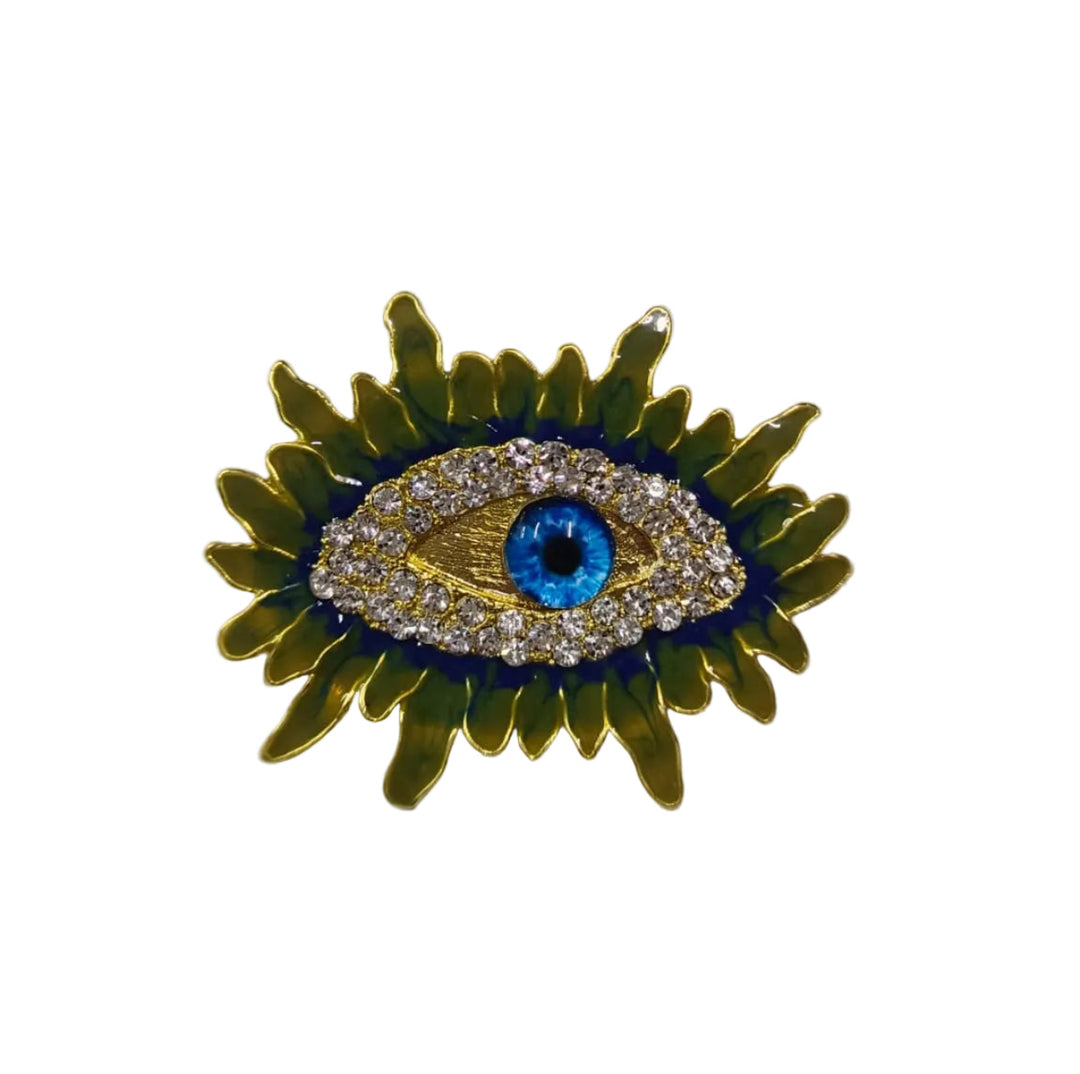 Designer Blue Eye Brooch Pin with Enamel Finish and Crystals by Jhonea Accessories