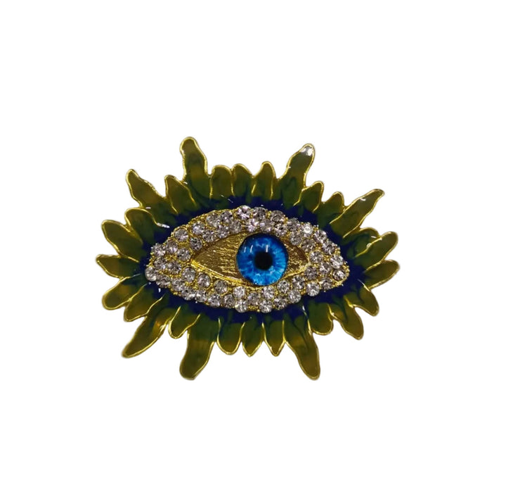 Designer Blue Eye Brooch Pin with Enamel Finish and Crystals by Jhonea Accessories