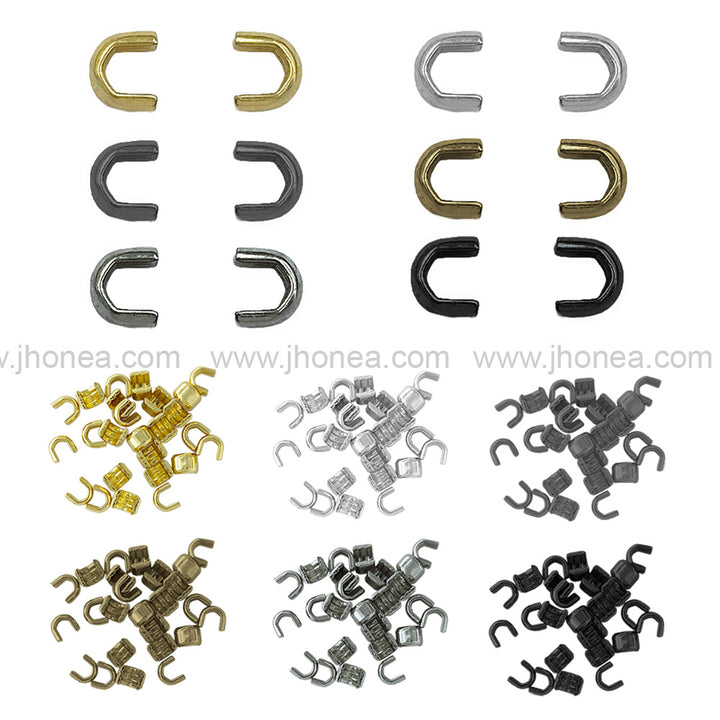 #5 U Shape Zipper Top Stoppers in Golden, Silver, Black Nickel, Antique Brass, Antique Silver, and Matte Black finishes