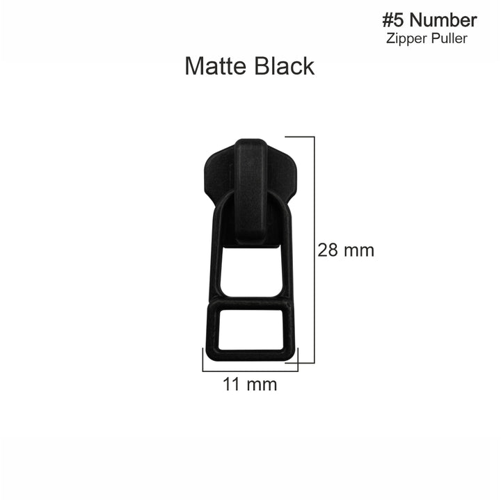 YKK #5 Number Matte Black Premium Quality Metal Zipper Slider/Puller