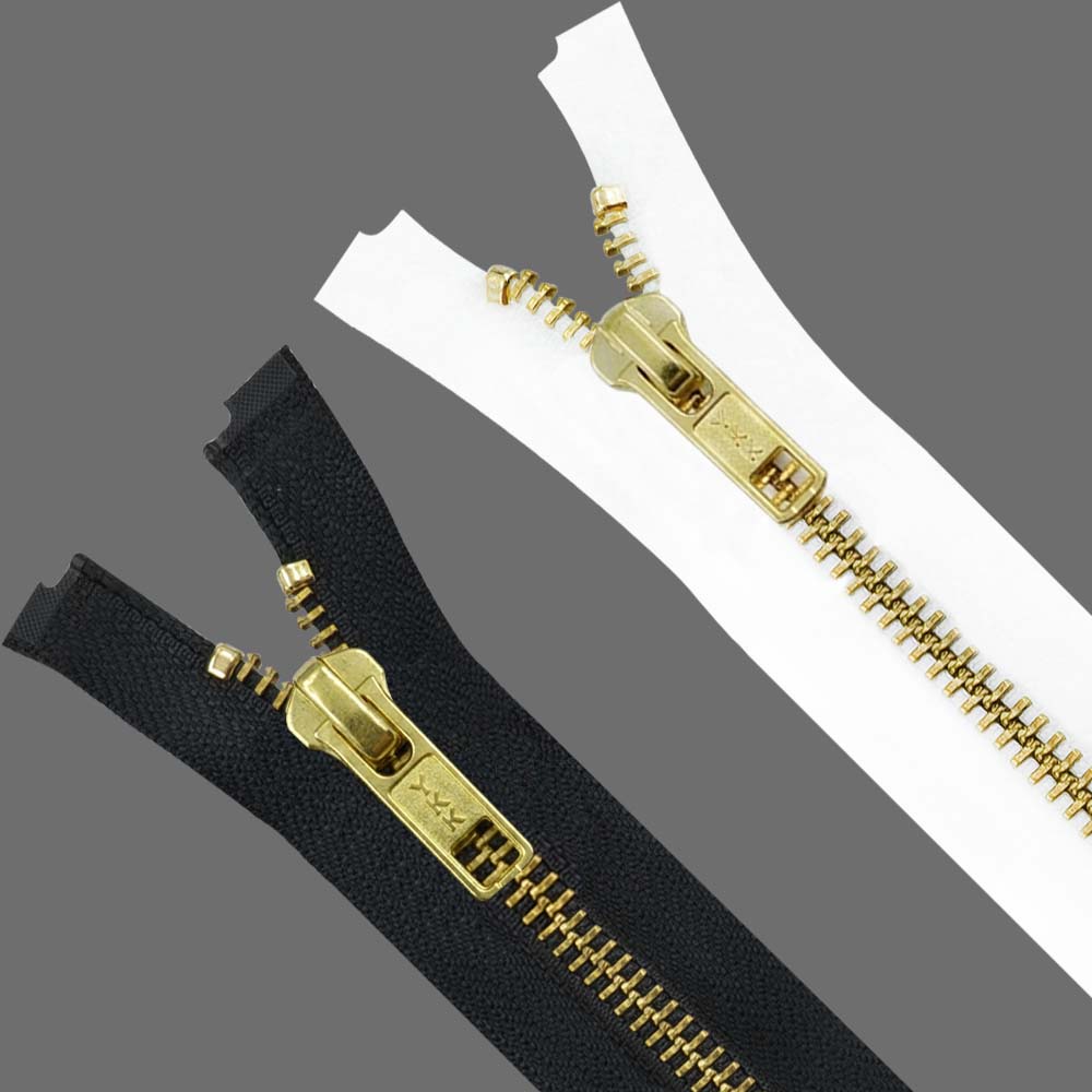 YKK- Premium #5 Gold with Black  and Gold with White Fancy YKK Zipper for Jacket/Dress