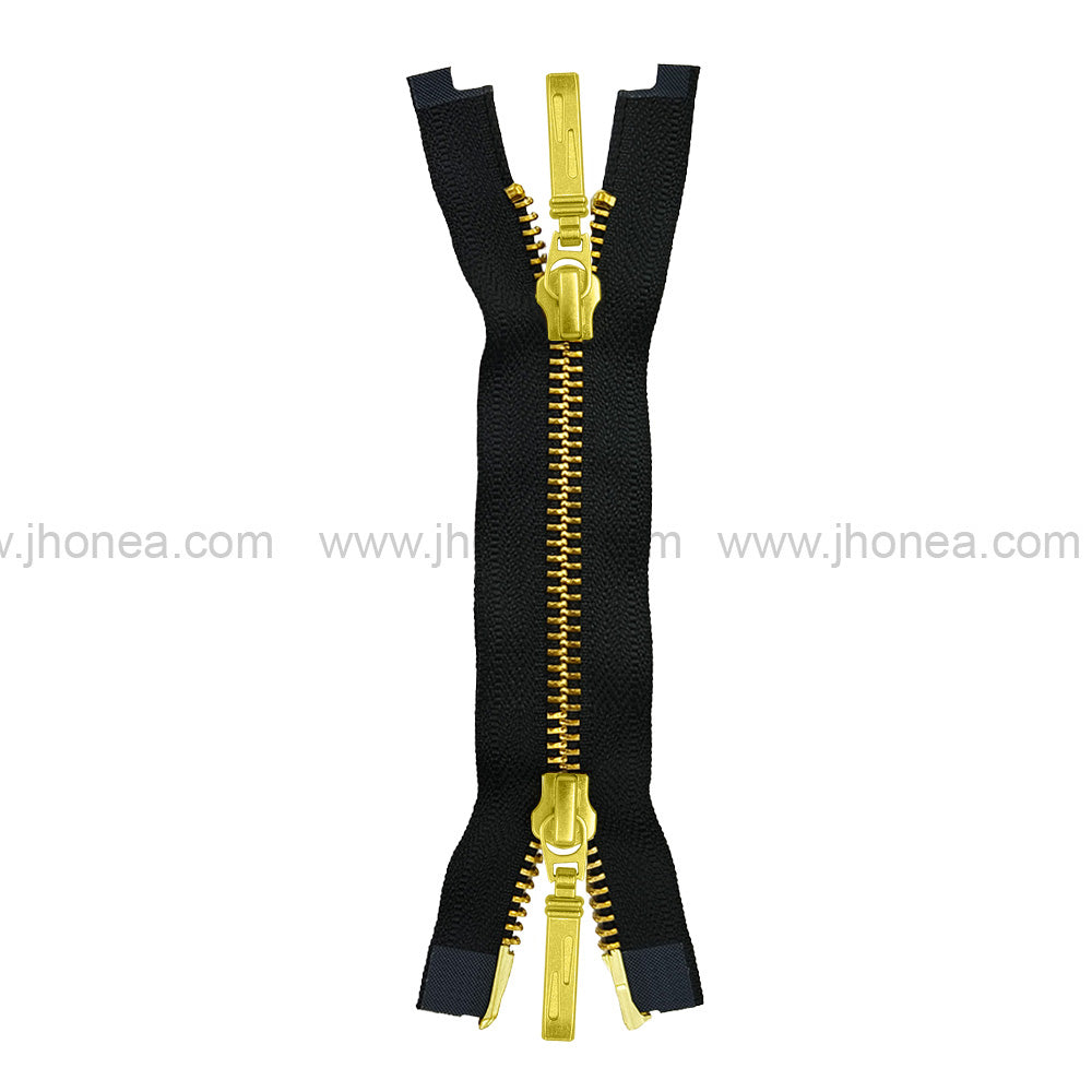 YKK- Premium #5 Gold with Black Two Way Metal Zipper for Jackets/Dresses