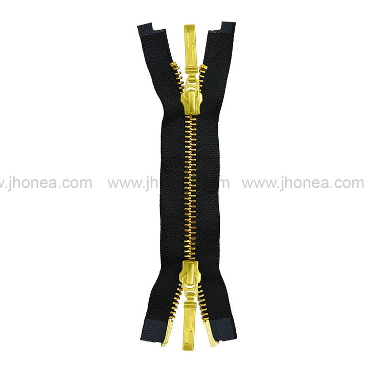 YKK- Premium #5 Gold with Black Two Way Metal Zipper for Jackets/Dresses