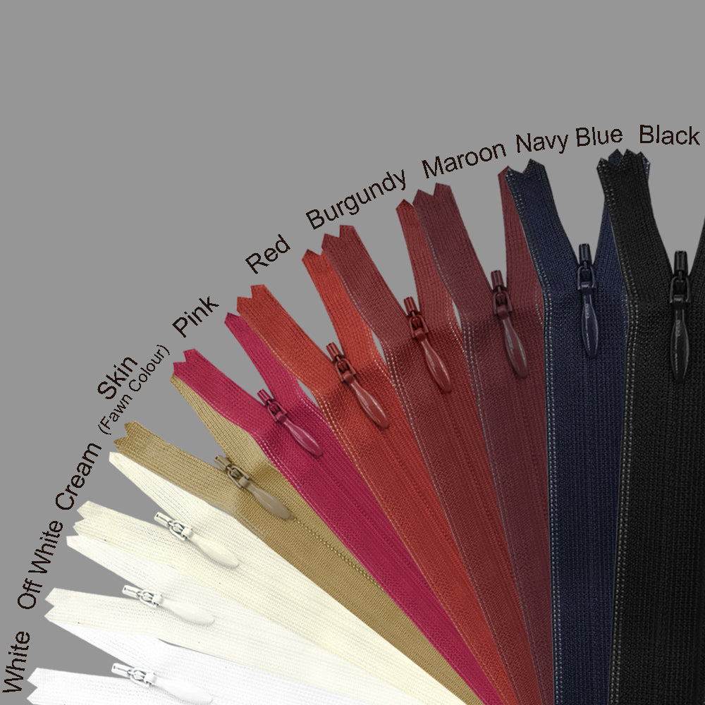 Pack of 60pcs Assorted Colors 18 inch YKK- #2 Invisible Closed-End Concealed Zipper