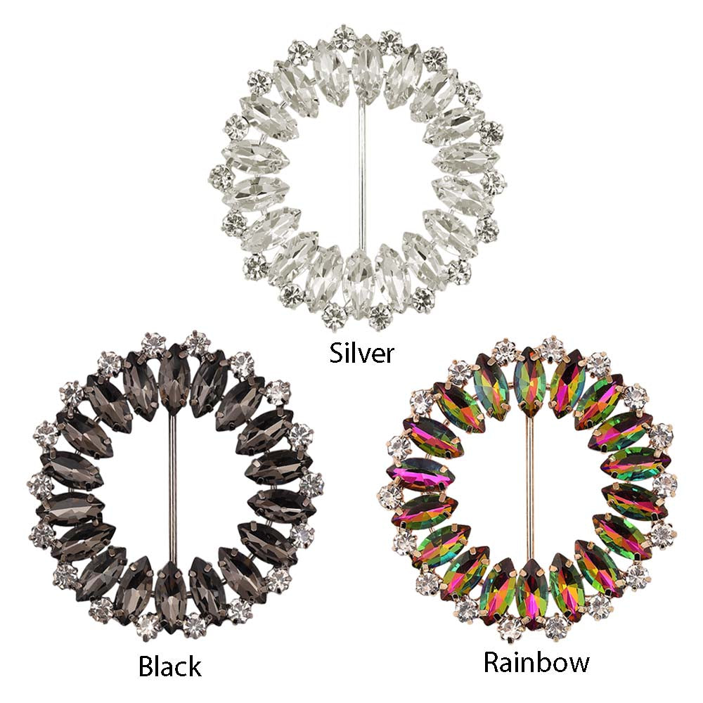 Sparkling Round Shape Leaf Diamond Metal Belt Buckle