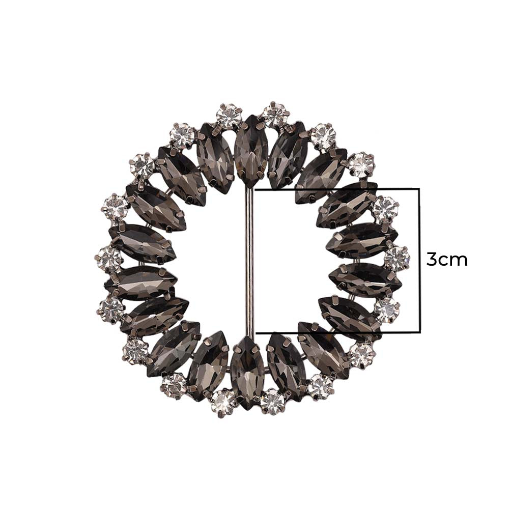 Sparkling Round Shape Leaf Diamond Metal Belt Buckle