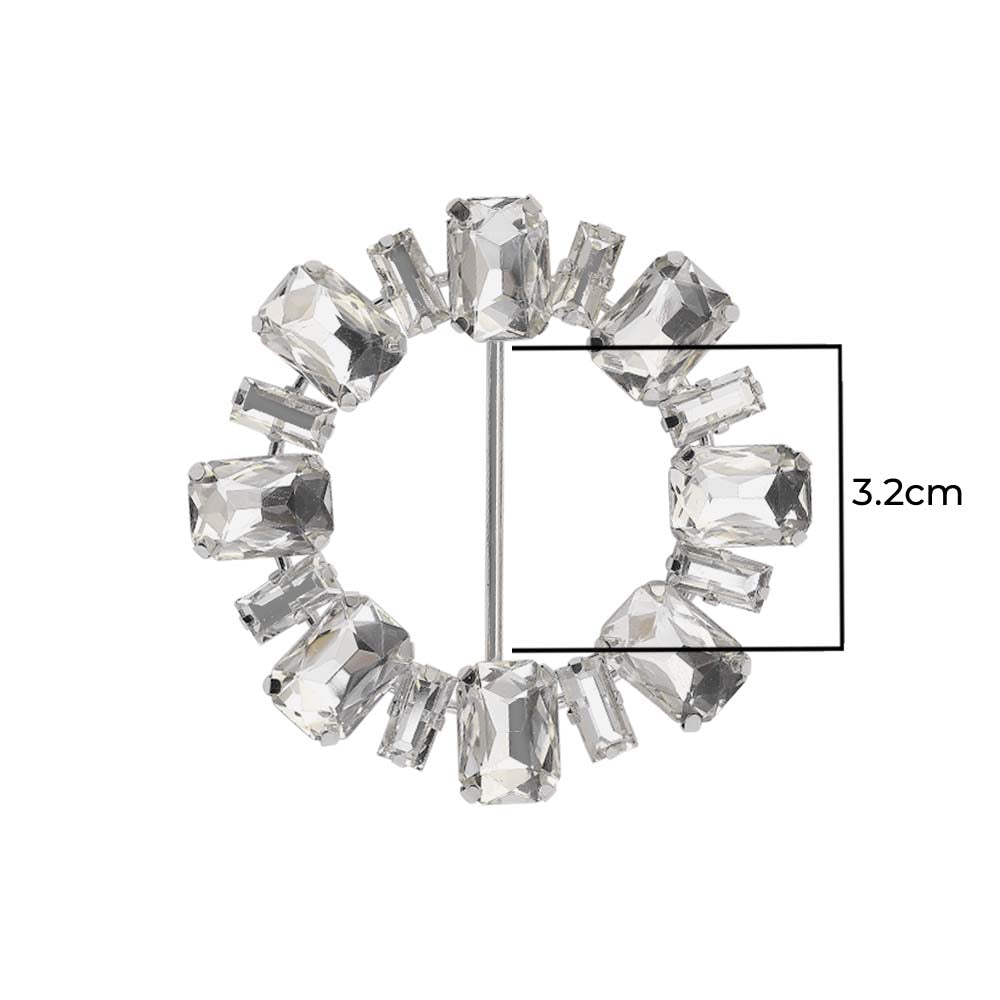 Sparkling Round Shape Decorative Diamond Ladies Belt Buckle