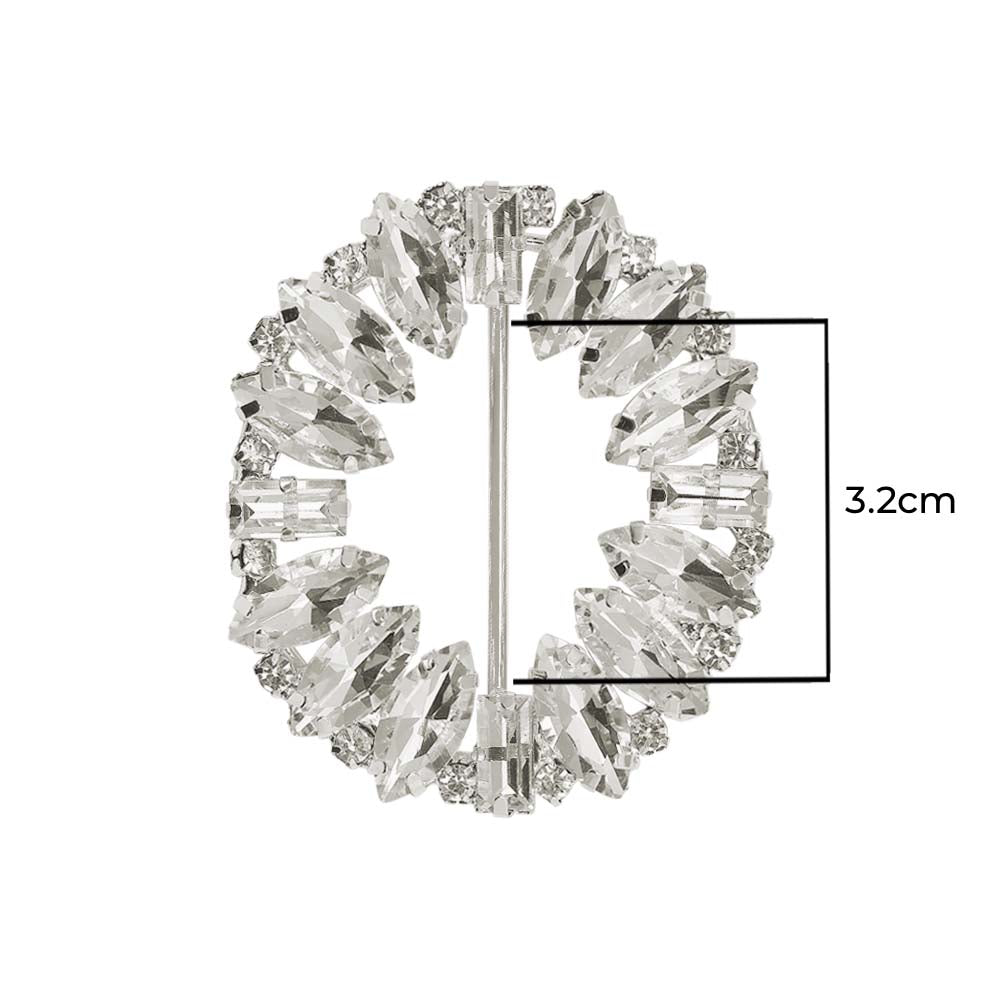 Sparkling Oval Shape Shiny Leaf Diamond Buckle for Clothing